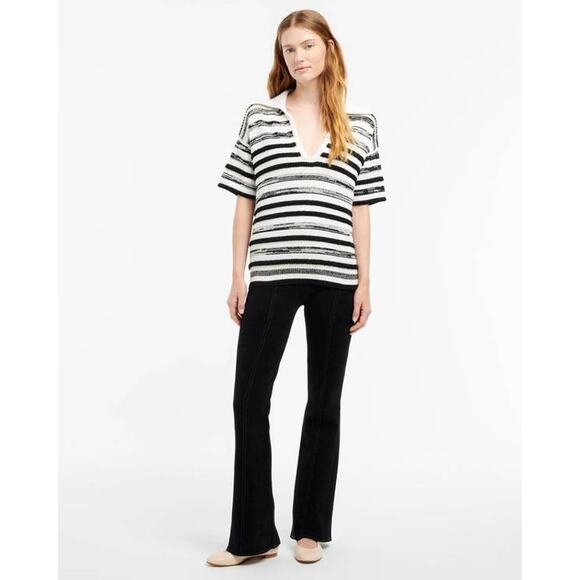 Barrie Chanel Cotton Cashmere Polo Top in Niveous Black XS - Picture 4 of 5